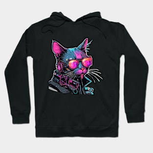 full of colors futuristic cat Hoodie